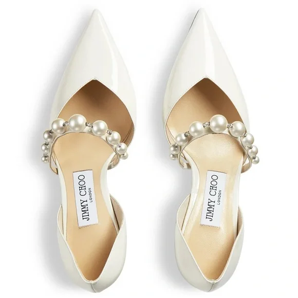 Jimmy Choo Ivory Pearl-Adorned Heels - Picture 2 of 5